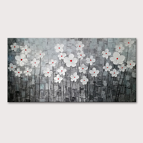 

Oil Painting Hand Painted - Abstract Floral / Botanical Modern Stretched Canvas