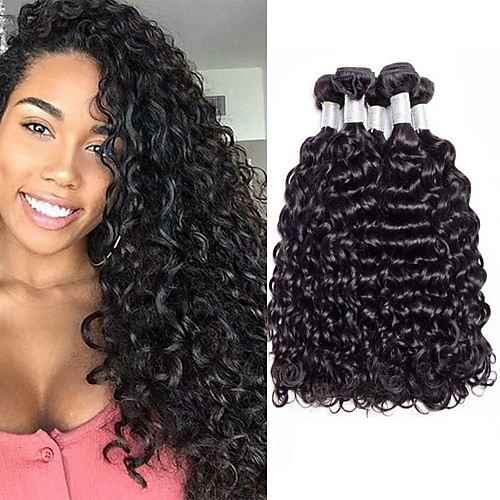 

4 Bundles Peruvian Hair Water Wave Unprocessed Human Hair Natural Color Hair Weaves / Hair Bulk Bundle Hair Human Hair Extensions 8-28 inch Natural Color Human Hair Weaves Soft Stress and Anxiety