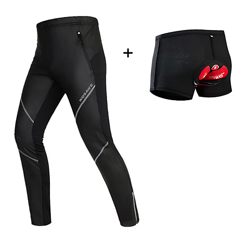 

WOSAWE Men's Cycling Under Shorts Cycling Pants Winter Fleece Silicone Elastane Black Bike Pants / Trousers Underwear Shorts Padded Shorts / Chamois Thermal / Warm Fleece Lining 3D Pad Warm Quick Dry