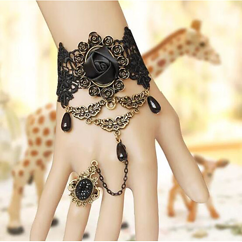 Women's Ring Bracelet / Slave bracelet Vintage Style Flower Vintage Punk Lace Bracelet Jewelry Black For Party Street