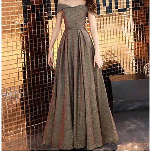 

А-силуэт С открытыми плечами В пол Шифон / Пайетки Платье с от LAN TING Express