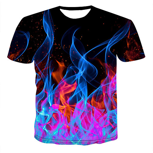 

Men's Daily T-shirt - Flame Print Round Neck Black / Short Sleeve