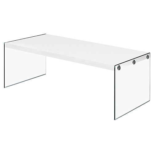 

белый современный прямоугольный журнальный столик с ножками из закаленного стекла