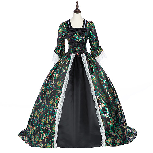 

Princess Maria Antonietta Floral Style Rococo Victorian Renaissance Dress Party Costume Masquerade Women's Lace Costume Black (iPhone4) Vintage Cosplay Christmas Halloween Party / Evening 3/4 Length