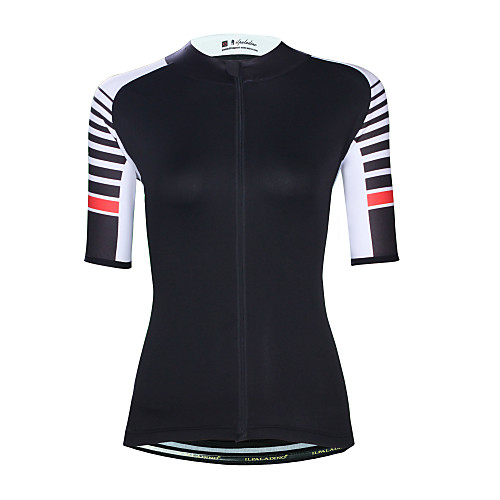 

ILPALADINO Women's Short Sleeve Cycling Jersey Black Bike Jersey Top UV Resistant Moisture Wicking Quick Dry Sports Elastane Terylene Clothing Apparel