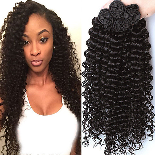 

3 Bundles Brazilian Hair Kinky Curly Virgin Human Hair Wig Accessories Natural Color Hair Weaves / Hair Bulk Bundle Hair 8-28 inch Natural Color Human Hair Weaves Odor Free Smooth Sexy Lady Human