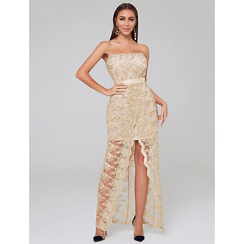 

Футляр Без бретелей До щиколотки Кружева / Тюль Торжественное мероприятие Платье с Кружевная вставка от TS Couture