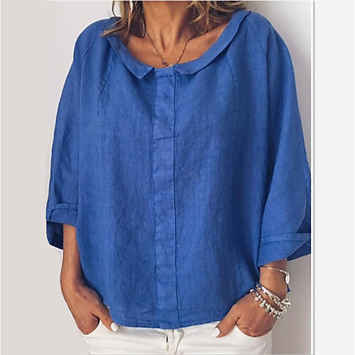 

Жен. Плиссировка / Пэчворк Футболка Хлопок Однотонный Красный XXXL