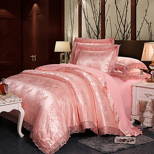 

Lace Jacquard Tencel Modal Satin jacquard sheets Wedding 4 piece bedding set