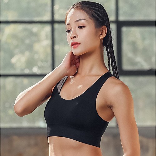 

Women's Sports Bra Top Sports Bra Bra Top Open Back Yoga Running Fitness Breathable Quick Dry Sweat-wicking Padded Light Support Black White Blue Solid Colored
