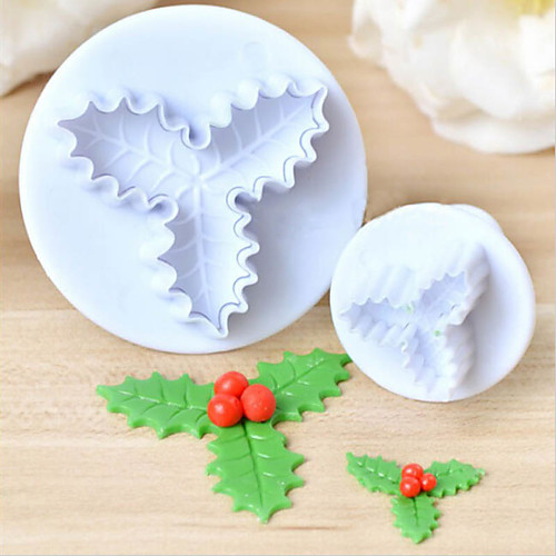 

2pcs Holly Leaf Leaves Sugarcraft Plunger Cutter Fondant Cake Kitchen Baking Tools