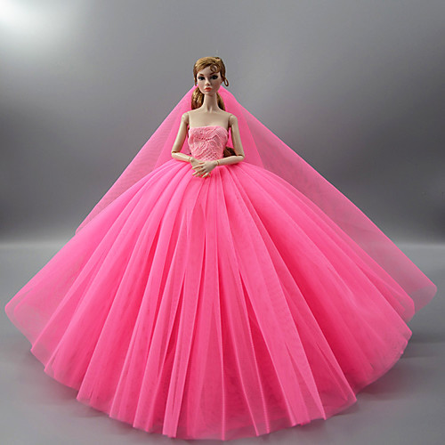 

Платье куклы Вечеринка Свадьба Для Barbie Сплошной цвет Лиловый Синий Розовый Сатин / тюль Полиэстер Одежда 1 X Doll Для Девичий игрушки куклы