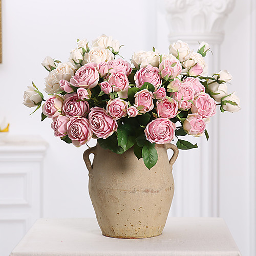 

Искусственные Цветы 1 Филиал Классический европейский Простой стиль Розы Вечные цветы Букеты на стол