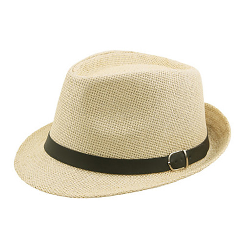 

Муж. Активный В стиле 1930-х Соломенная шляпа Лён Солома,Однотонный Лето Коричневый Черный Бежевый