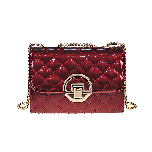 

Women's Buttons / Chain Polyester / PU(Polyurethane) / PU Crossbody Bag Lattice Black / Gold / Silver / Fall & Winter
