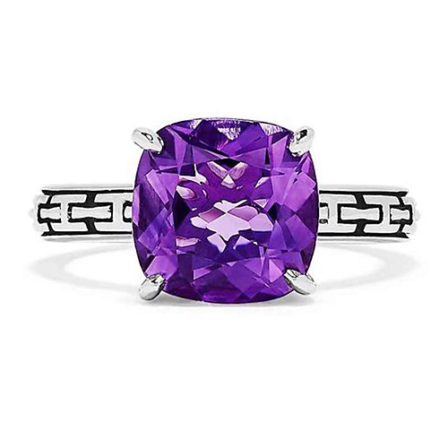 

Women's Band Ring Ring Cubic Zirconia 1pc Purple Copper Silver-Plated Geometric Vintage Trendy Party Gift Jewelry Cool