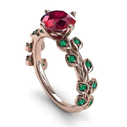 

Women's Band Ring Ring Cubic Zirconia 1pc Rose Gold Gemstone & Crystal Copper Rose Gold Plated Geometric Luxury Unique Design European Party Gift Jewelry Hollow Out Flower Cool