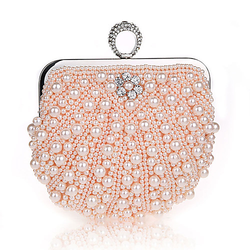 

Women's Crystals / Pearls Polyester Evening Bag Solid Color Black / Champagne / Beige