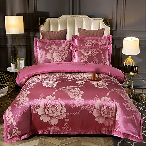 

Duvet Cover Sets Solid Colored Cotton Jacquard 4 PieceBedding Sets