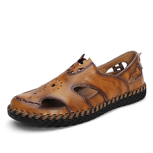 

Муж. Комфортная обувь Кожа Весна лето На каждый день Сандалии Дышащий Черный / Темно-русый / Темно-коричневый