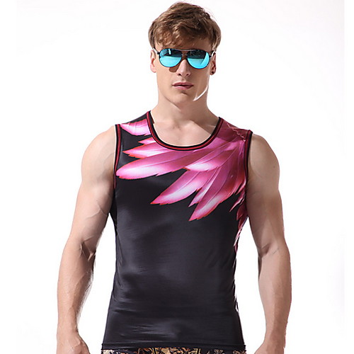 

Men's Daily Sports Weekend Active Slim Tank Top - Geometric Print Round Neck Fuchsia / Sleeveless / Summer