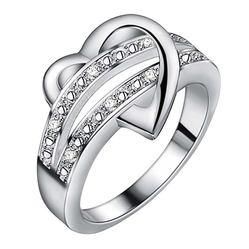 

Women's Ring 1pc Silver Copper Rhinestone Stylish Daily Jewelry Heart