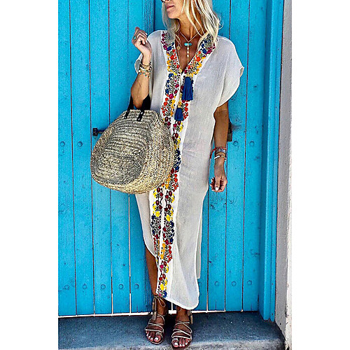 

Жен. Богемный Белый Черный Закрытый купальник Купальники - Геометрический принт С принтом M L XL Белый