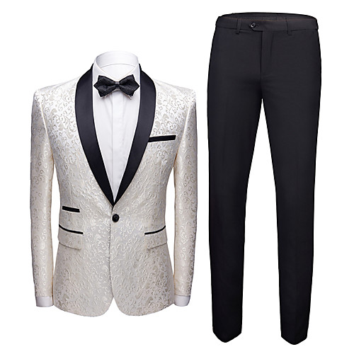 

Tuxedos Tailored Fit Shawl Collar Single Breasted One-button Polyester Jacquard