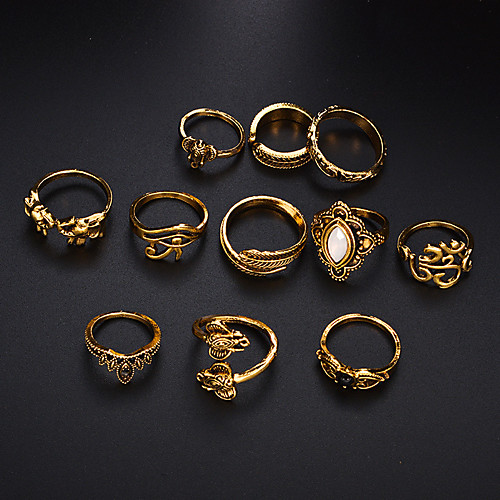 

Women's Ring Ring Set Cubic Zirconia 11pcs Gold Silver Alloy Circular Simple Trendy Wedding Jewelry Cute