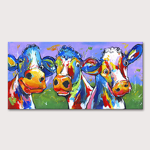 

Oil Painting Hand Painted - Animals Pop Art Modern Stretched Canvas