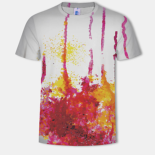 

Муж. С принтом Большие размеры - Футболка Хлопок, Круглый вырез 3D / Графика Белый XXXXL