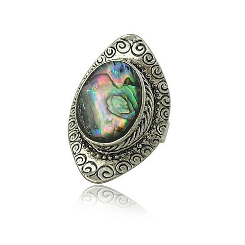 

Women's Ring Open Ring Adjustable Ring 1pc Green Shell Alloy irregular Vintage Trendy Ethnic Street Holiday Jewelry Vintage Style Shell