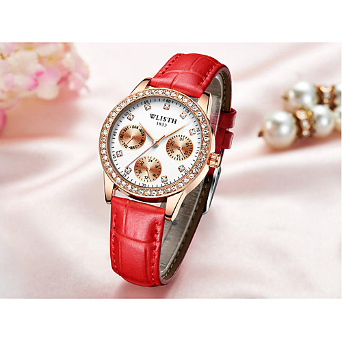 

Жен. Спортивные часы Кварцевый Кожа Красный 30 m Повседневные часы Аналоговый Мода Цветной - Красный Синий Розовый / Нержавеющая сталь