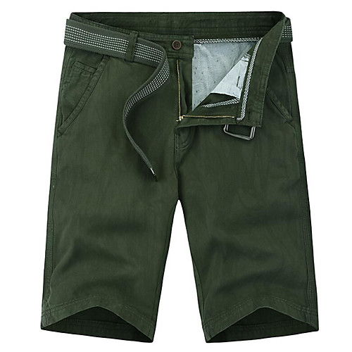 

Муж. Классический Тонкие Шорты Брюки - Однотонный Хлопок Серый Военно-зеленный Хаки 34 36 38