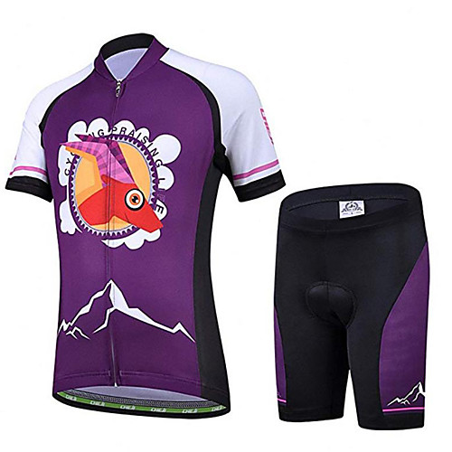 

Boys' Girls' Short Sleeve Cycling Jersey with Shorts - Kid's Black Purple Pink Cartoon Bike Clothing Suit Breathable Moisture Wicking Quick Dry Sports Cartoon Mountain Bike MTB Road Bike Cycling