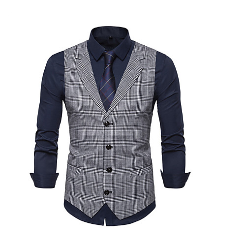 

Муж. Жилет, Гусиная лапка V-образный вырез Полиэстер Коричневый / Темно-серый / Светло-серый L / XL / XXL