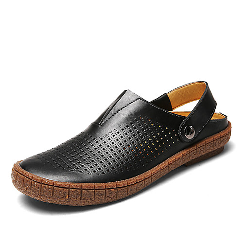 

Men's Leather Summer Casual Sandals Upstream Shoes Breathable Light Brown / Black