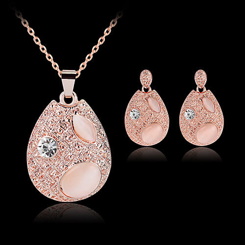 

Women's Drop Earrings Pendant Necklace Classic Precious Stylish Classic Rhinestone Gold Plated Earrings Jewelry Pink For Party Daily 1 set