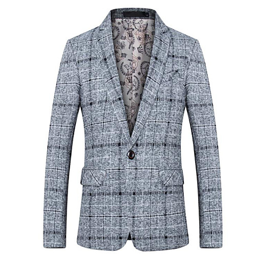 

Dark Navy / Light Grey / Khaki Patterned Slim Fit Cotton Suit - Notch Single Breasted One-button