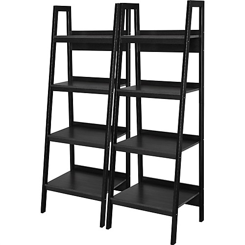 

набор из 2 - черные 4-х полочные книжные шкафы в современном стиле