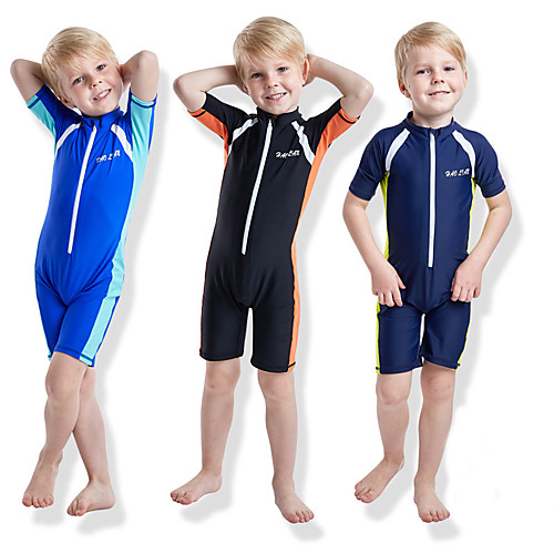 

Boys' Girls' Rash Guard Dive Skin Suit Elastane Diving Suit UV Sun Protection Quick Dry Half Sleeve Front Zip - Swimming Diving Patchwork Autumn / Fall Spring Summer / Winter / High Elasticity