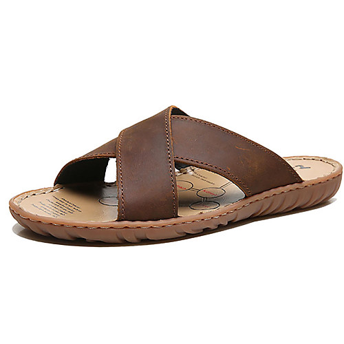 

Муж. Комфортная обувь Кожа Лето На каждый день Тапочки и Шлепанцы Дышащий Черный / Темно-коричневый