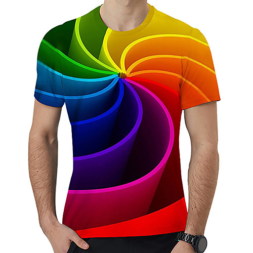 

Men's T-shirt - Geometric / 3D / Graphic Print Red