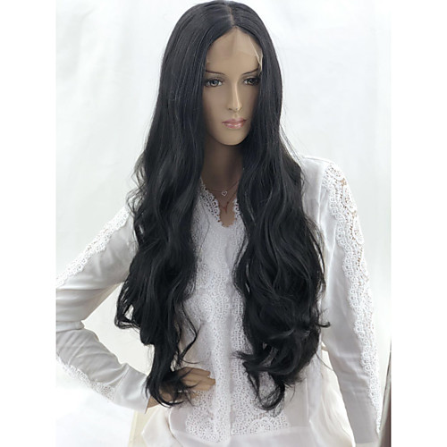 

Wig Accessories Волнистый / Естественные кудри Стиль Ассиметричная стрижка Машинное плетение / Лента спереди Парик Черный Черный Искусственные волосы 24 дюймовый Жен.