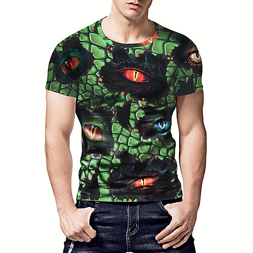 

Муж. С принтом Размер ЕС / США - Футболка Круглый вырез Классический Змеиный принт Зеленый L / С короткими рукавами