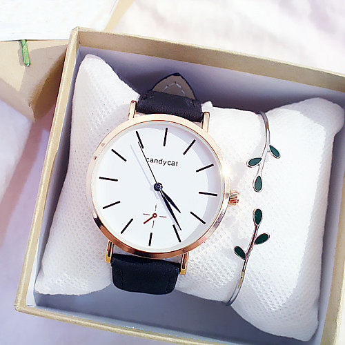

Women's Quartz Watches New Arrival Elegant Black Brown Green PU Leather Chinese Quartz Black Blushing Pink Gray Chronograph Cute Creative 2pcs Analog One Year Battery Life