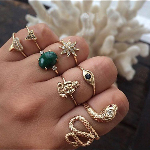 

Жен. несовместимый Кольцо Ring Set Змея Сова Простой модный Милая Модные кольца Бижутерия Золотой Назначение Свадьба 7pcs