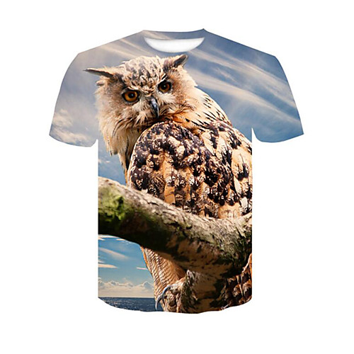 

Муж. С принтом Большие размеры - Футболка Круглый вырез Классический 3D / Животное Светло-коричневый XXL / С короткими рукавами