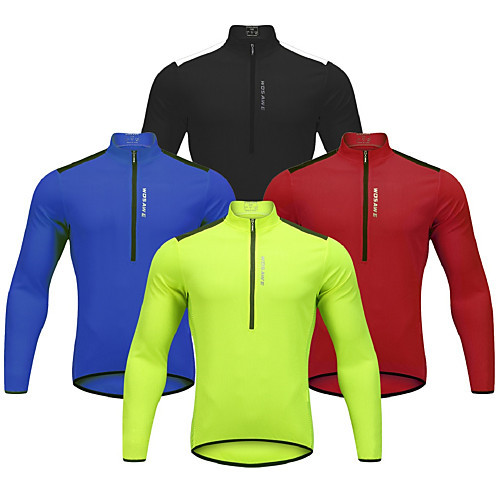 

WOSAWE Men's Long Sleeve Cycling Jersey Winter Fleece Polyster Black Green Red Bike Jersey Mountain Bike MTB Road Bike Cycling Reflective Strips Back Pocket Sports Clothing Apparel / Stretchy