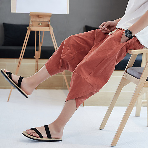 

Men's Running Cropped Pants Wide Leg Beam Foot Sports Pants / Trousers Fitness Gym Workout Lightweight Quick Dry Plus Size Solid Colored Black Orange Grey / Micro-elastic